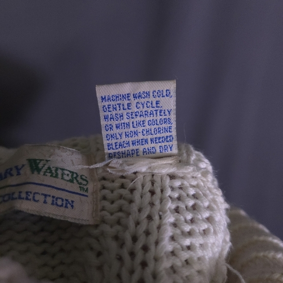 Boundary Waters Vtg Cowl Neck‎ Cable Knit Bobble Sweater Ivory Size S 80s 90s - Picture 8 of 8